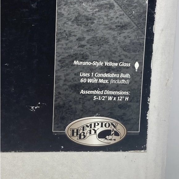 Vintage Hampton Bay Yellow Murano Glass Pendant Light Lamp New Open Box - Picture 2 of 9